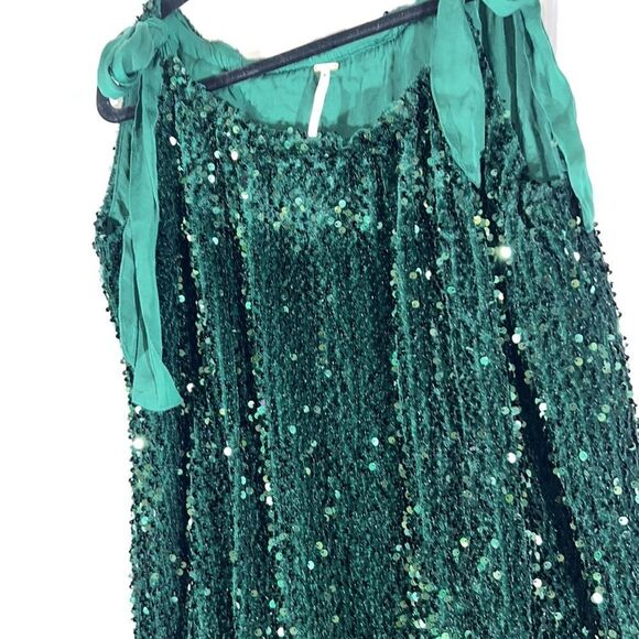 FREE PEOPLE NOVA MINI DRESS SEQUINED EMBELLISHED IN EMERALD NEW - Picture 8 of 8